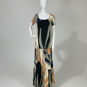 Vestido longo estampado em viscose - Tam P