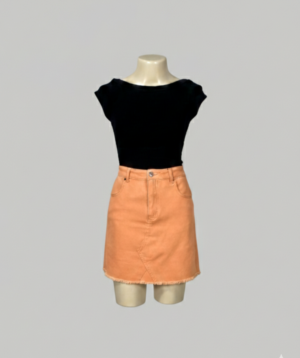 Saia jeans laranja