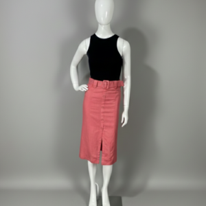 Saia midi rosa com cinto