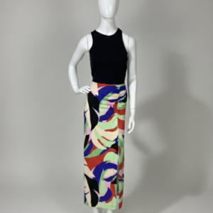 Saia midi em malha estampada