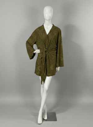 Vestido manga longa jacquard - Tam G
