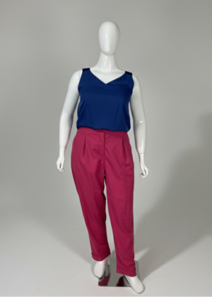 Calça rosa PlusSize viscolinho - Tam PlusSize GG