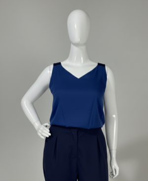 Blusa azul bicolor em viscose - Tam GG
