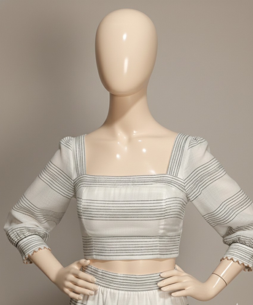 Cropped off-white listrado – Tam P