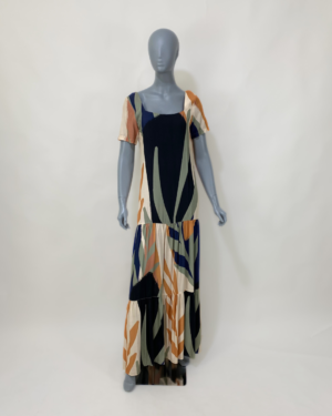 Vestido longo estampado em viscose - Tam P