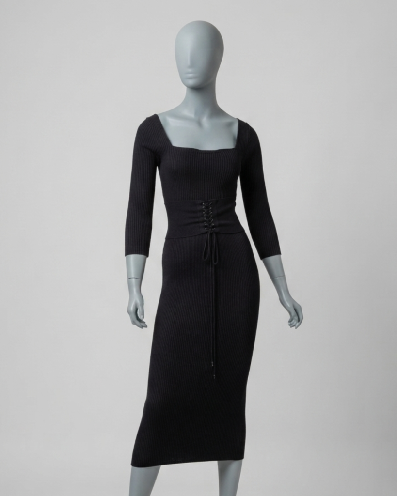 Vestido tubinho preto canelado – Tam M