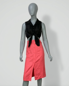 Saia midi rosa com cinto - TAM 36