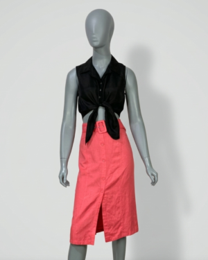 Saia midi rosa com cinto - TAM 36