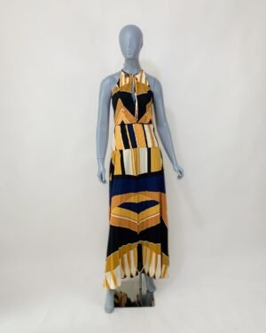 Vestido longo estampado plissado - Tam P