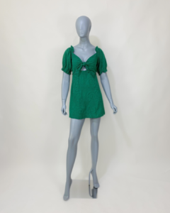 Vestido verde curto bordado - Tam M