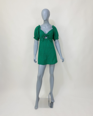 Vestido verde curto bordado - Tam M