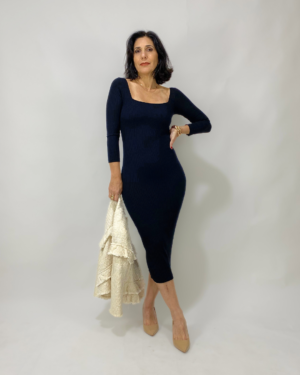 Vestido tubinho preto canelado - Tam M