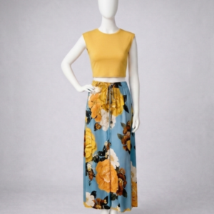 Saia longa estampada em viscose - Tam P
