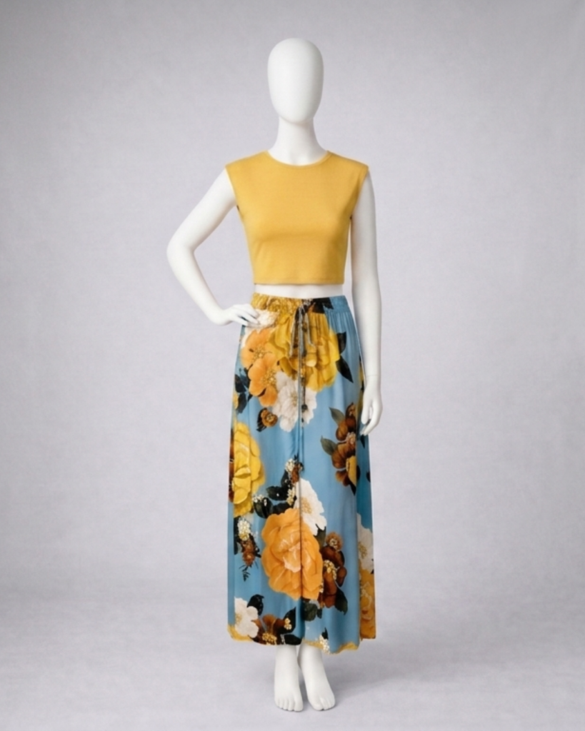 Saia longa estampada em viscose – Tam P