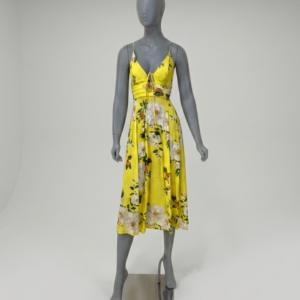 Vestido midi amarelo estampa floral - tam M