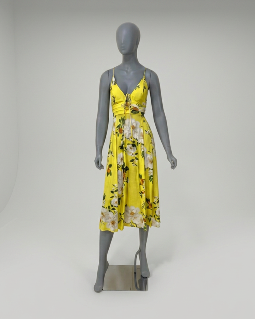 Vestido midi amarelo estampa floral – tam M