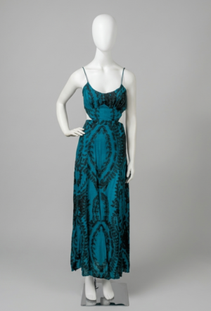 Vestido longo azul estampado - Tam P
