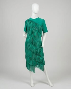 Vestido camurça verde franjas - Tam M