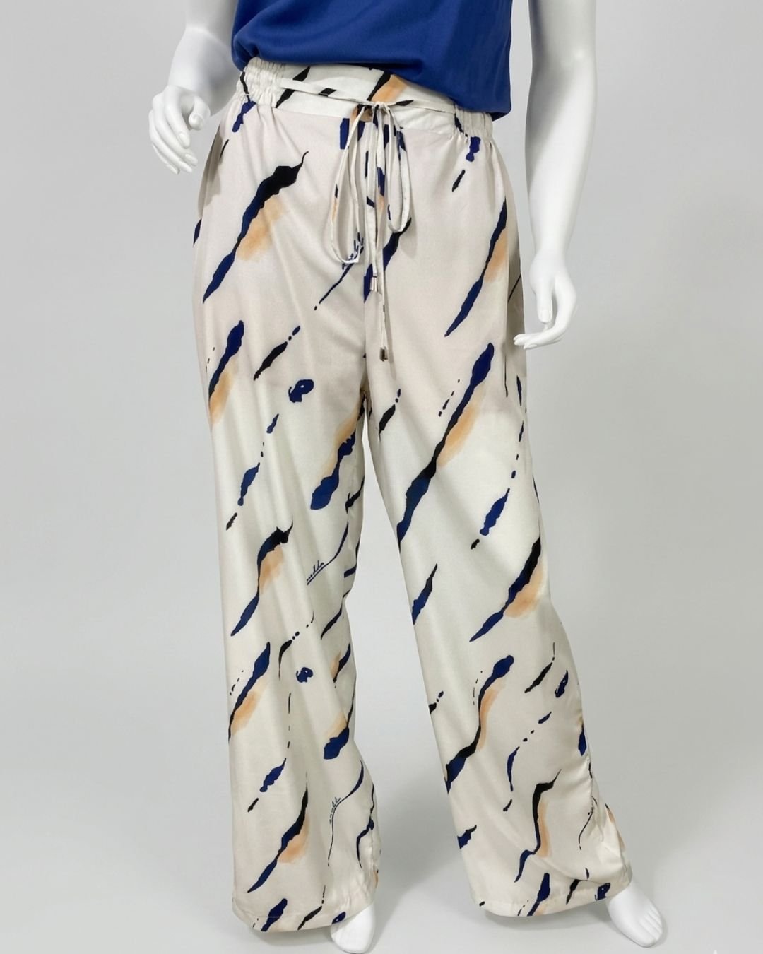 Calça pantalona estampada cós elástico - Tam 40 - Imagem 4