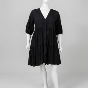 Vestido chemise curto preto - Tam G