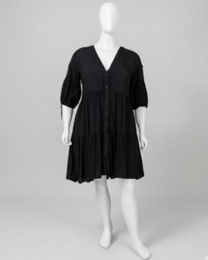 Vestido chemise curto preto - Tam G