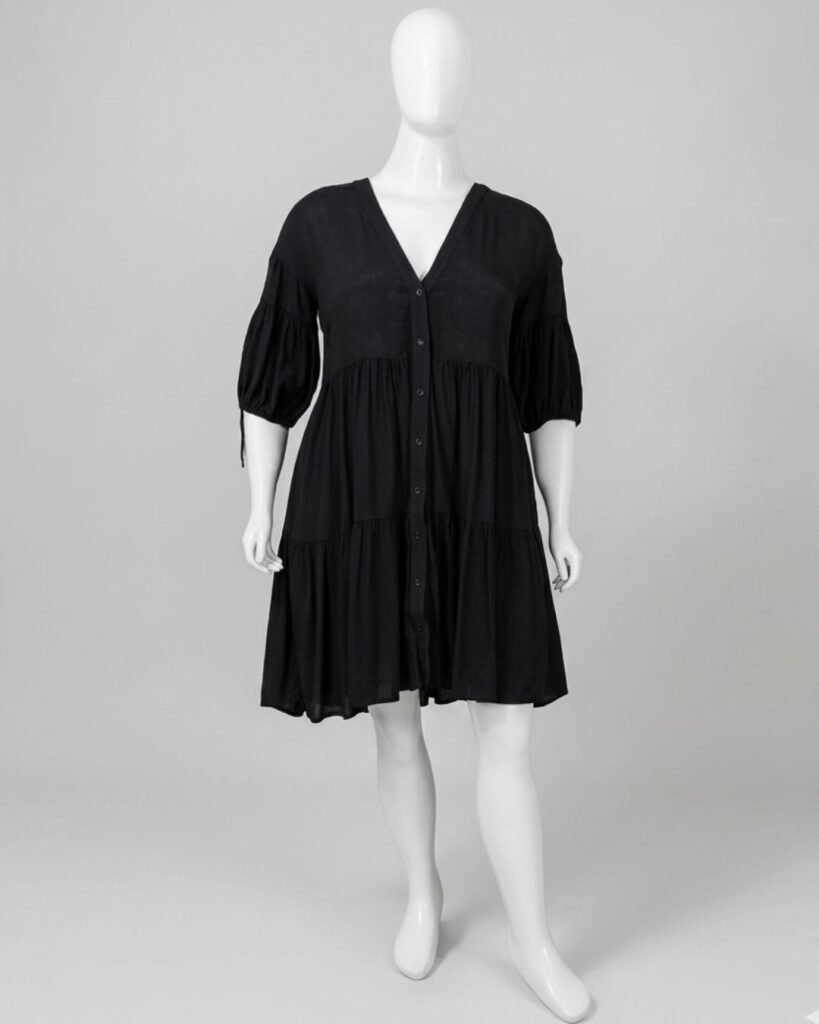 Vestido chemise curto preto – Tam G