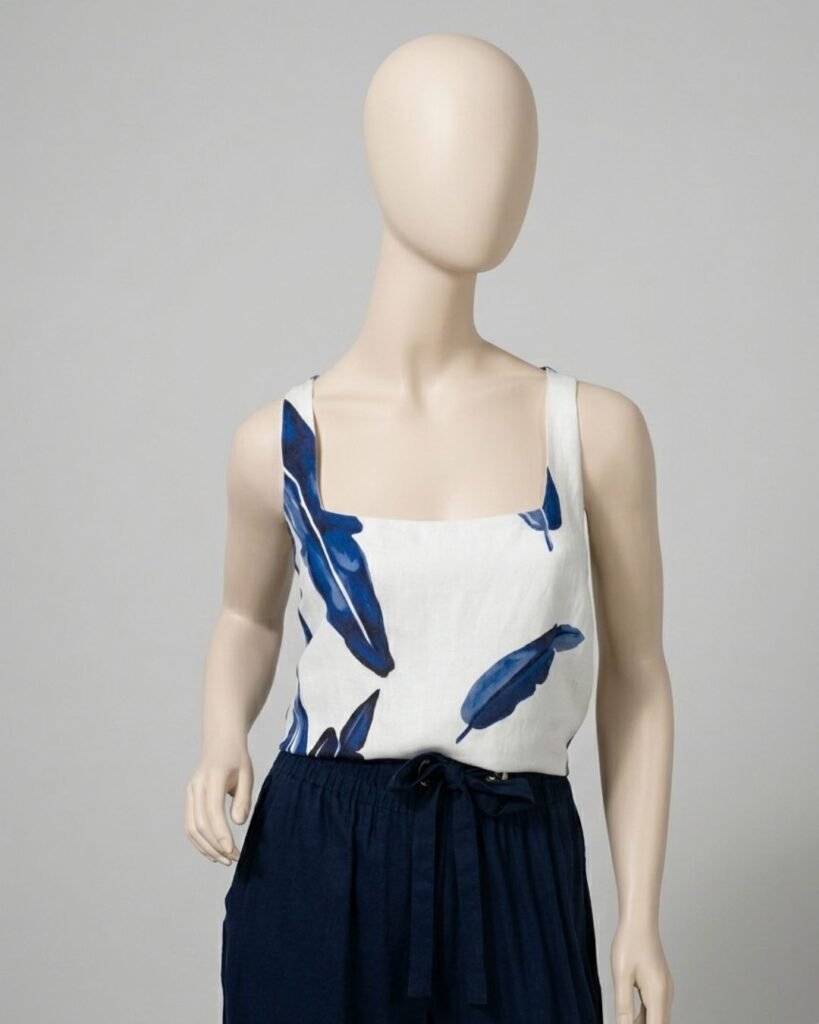 Blusa decote quadrado estampada – Tam 40