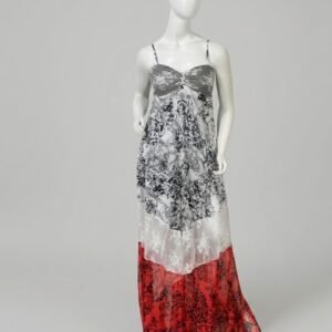 Vestido longo estampado cetim renda - Tam P