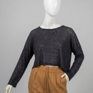 Cropped cinza manga longa em malha - Tam M