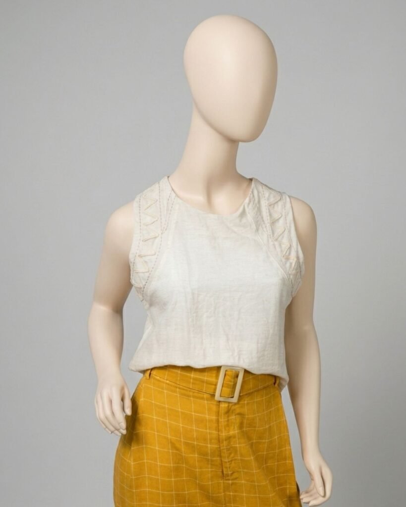 Blusa off-white decote bordado – Tam P