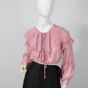Camisa cropped rose manga longa - Tam 40