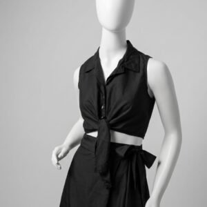 Cropped preto amarração seda - Tam M