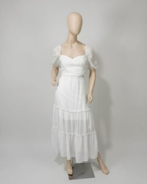Saia longuete off-white detalhes metalizados - Tam 36