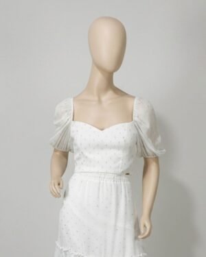 Cropped off-white detalhes metalizados - Tam M