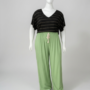 Calça pantalona viscose verde - Tam PlusSize G2