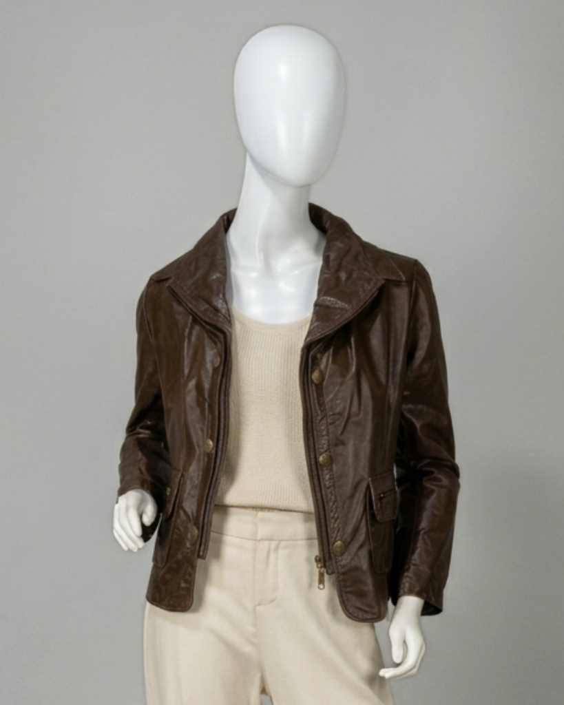 Jaqueta couro marrom – Tam M