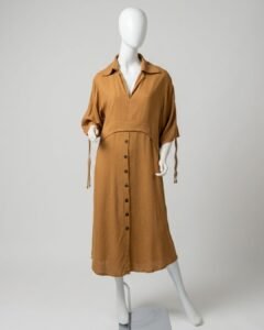 Vestido caramelo com botão - Tam M