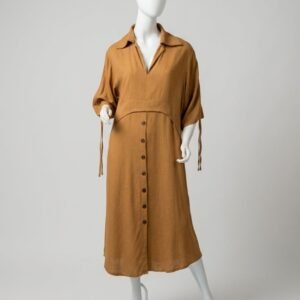 Vestido caramelo com botão - Tam M