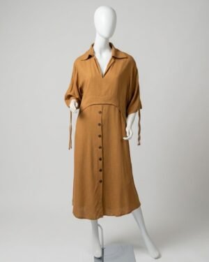 Vestido caramelo com botão - Tam M