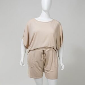 Conjunto bege em Malha - Tam PlusSize XXG