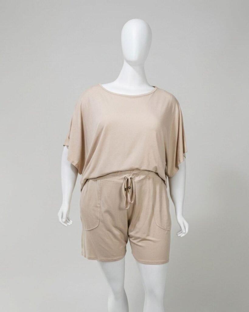 Conjunto bege em Malha – Tam PlusSize XXG