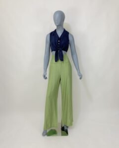 Calça pantalona verde cós elástico - Tam 42