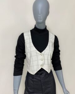 Colete branco xadrez - Tam M