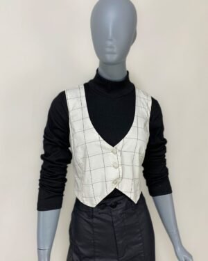 Colete branco xadrez - Tam M