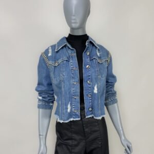 Jaqueta jeans curta strass - Tam 44