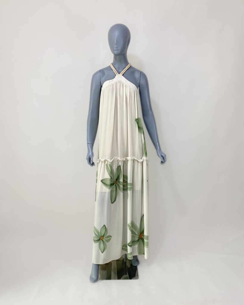 Vestido longo estampado frente única – Tam 40
