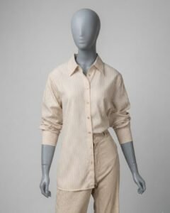 Camisa bege listrada - Tam G