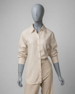 Camisa bege listrada - Tam G