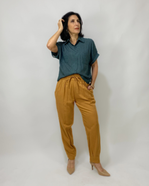 Calça caramelo em viscolinho - Tam 38
