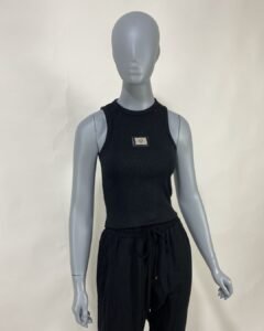 Blusa regata preta canelada - Tam P